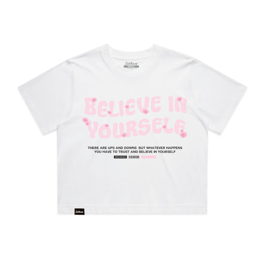 Believe in Yourself Crop Tees - White