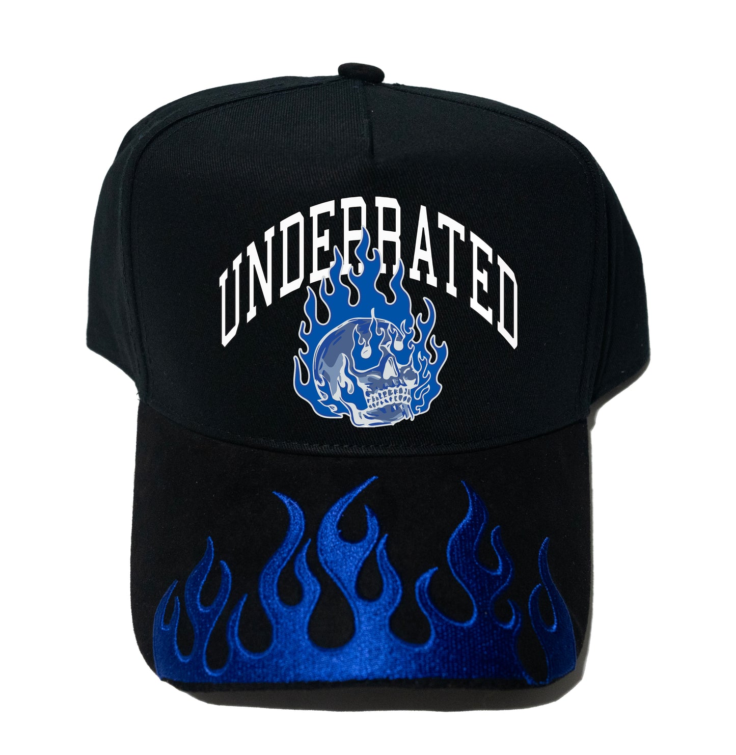 Underrated Blue Flame Suede Brim Embroidered Snapback