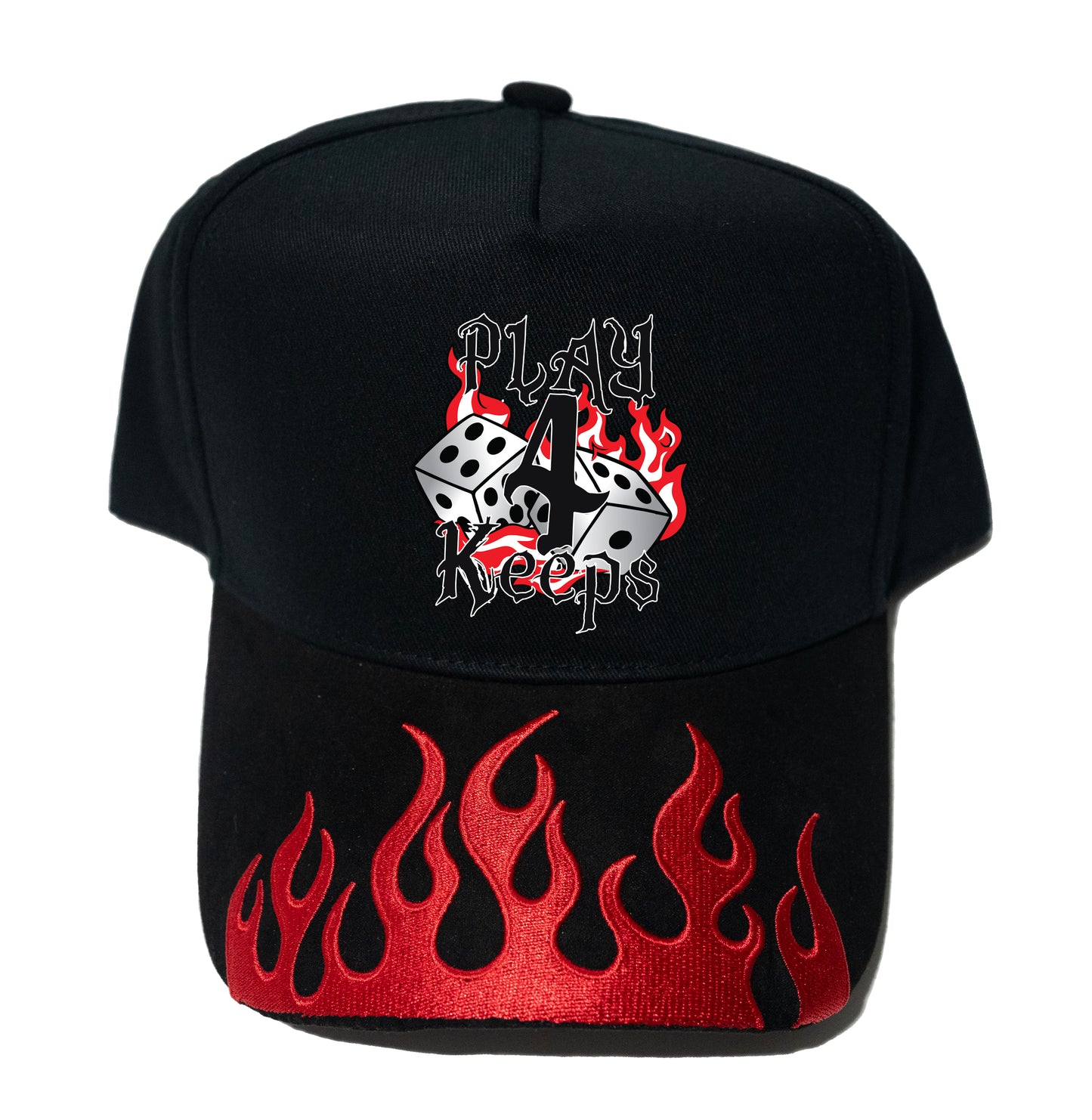 Play 4 Keeps Red Flame Suede Brim Embroidered Snapback