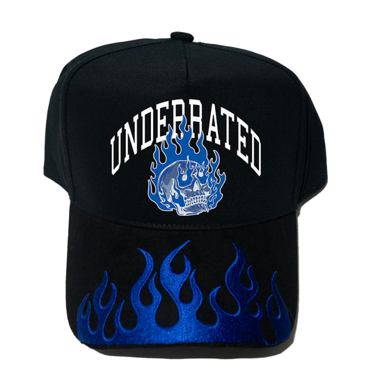 Underrated Blue Flame Suede Brim Embroidered Snapback